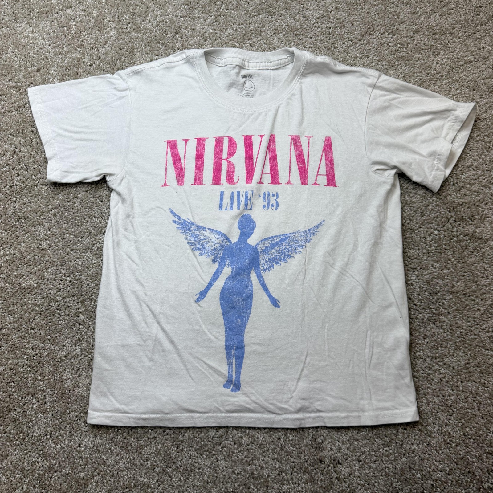 Nirvana Shirt Mens 2XS White Live 93 Angel Graphic Tee T-Shirt Rock Band Music gallery