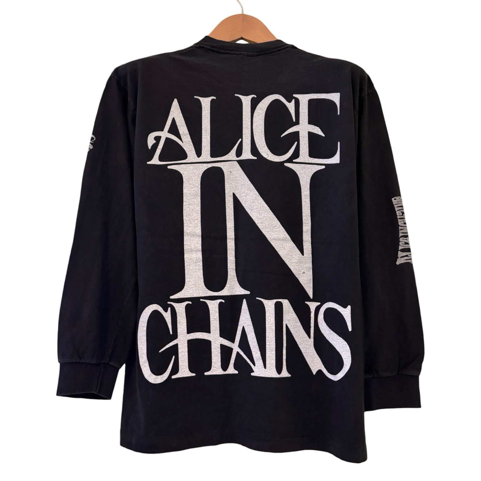 Vintage Alice In Chains Wonderland Black Long Sleeve 90s Band Sz L Shirt REPRINT gallery