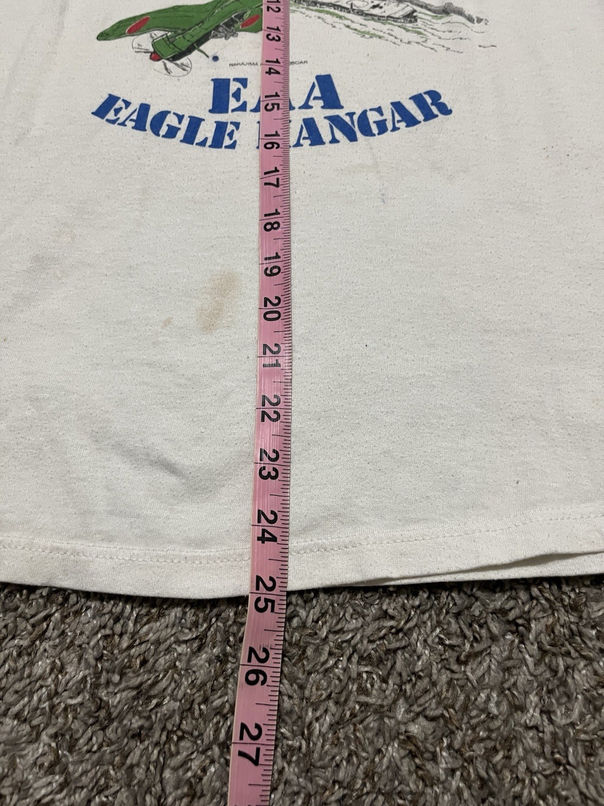 Vintage 80’s Single Stitch EAA Eagle Hanger Fighter Jet White T Shirt Size Small gallery