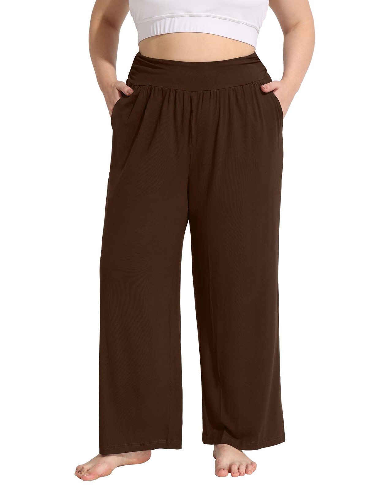 Plus Size Wide Leg Yoga Pants for Women Flowy Casual Lounge Pants Loose Pajam... gallery
