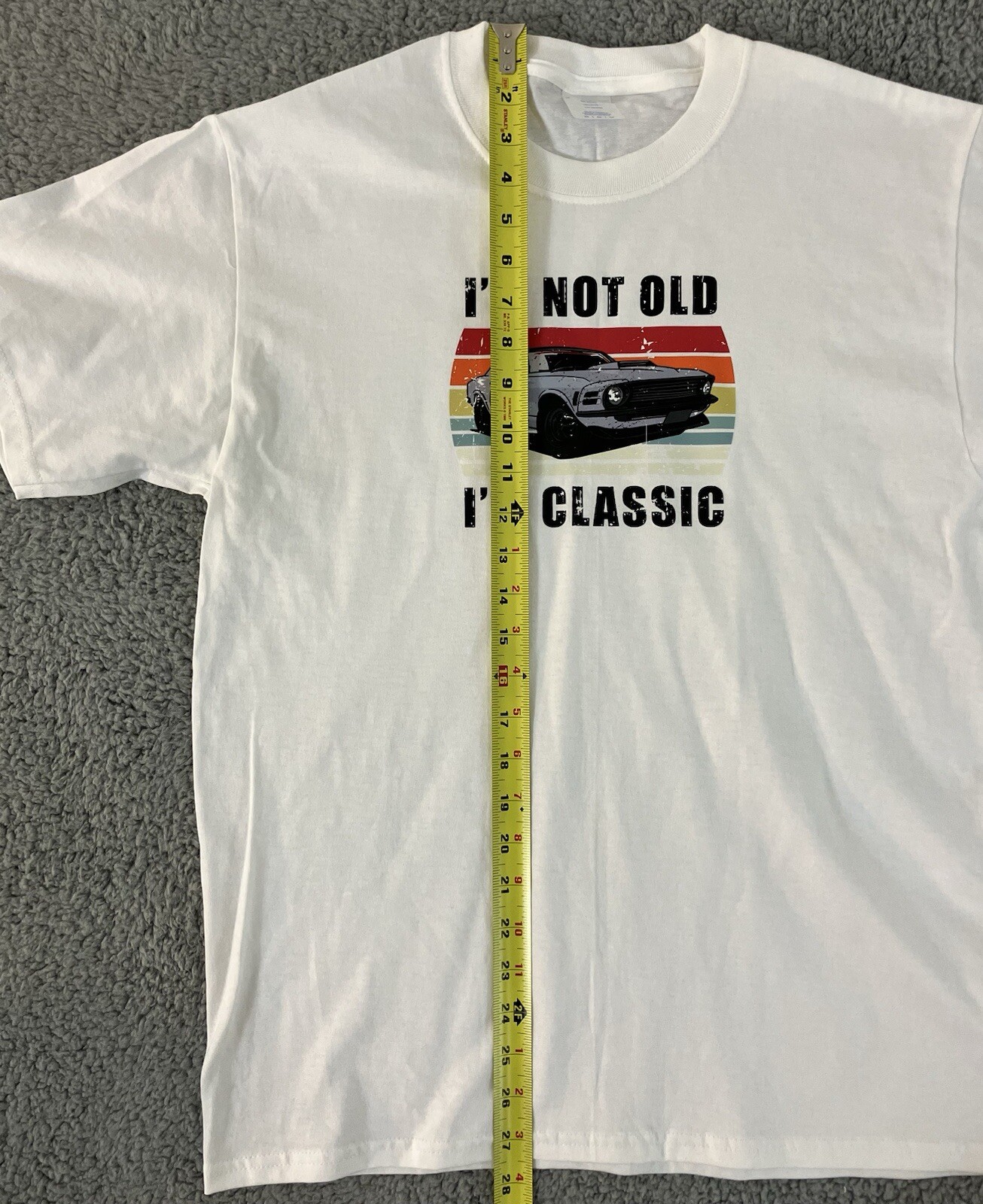 “I’m Not Old I’m Classic” Colorful Dad’s Classic Camaro White Tee Size Medium gallery