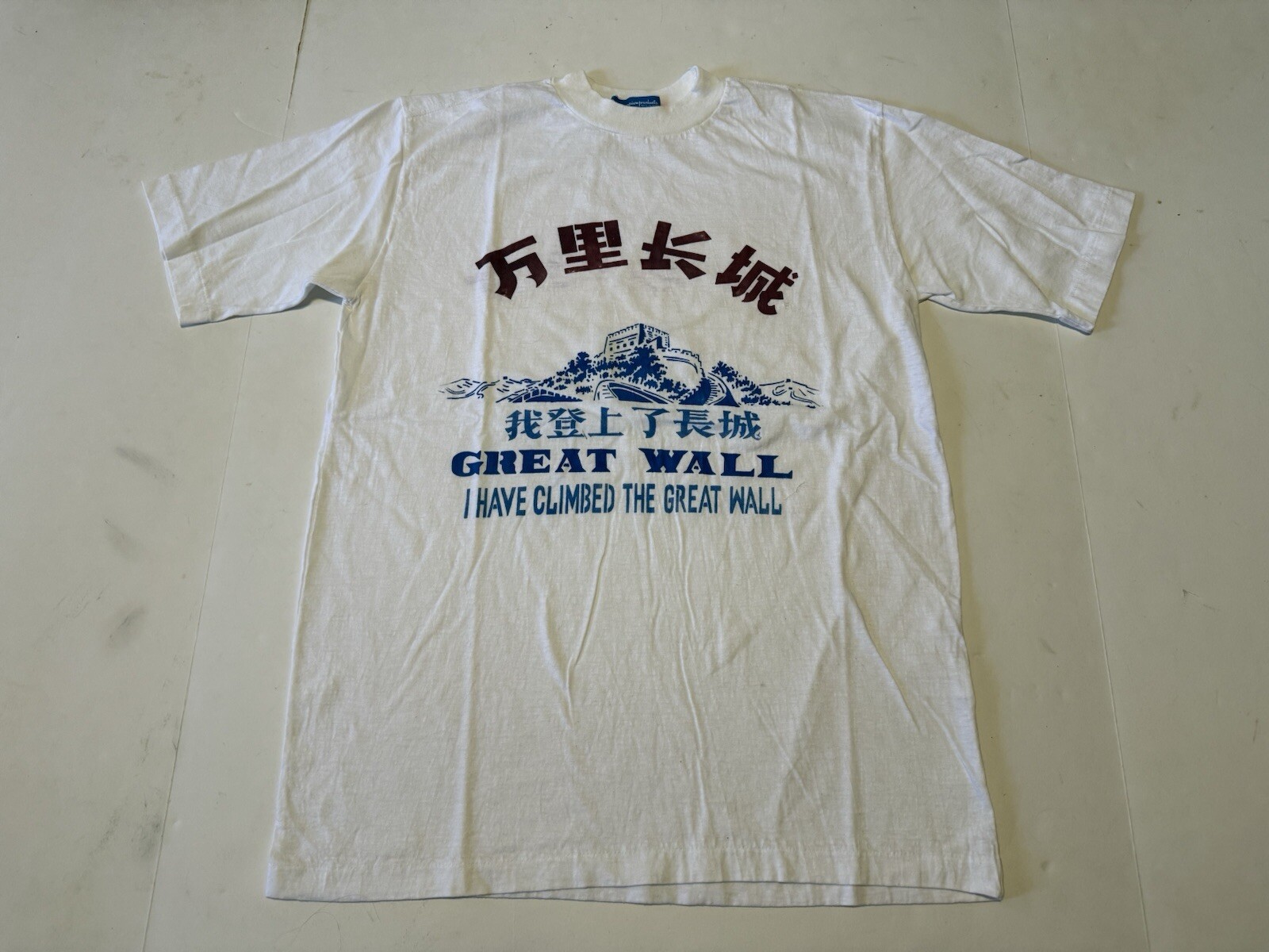 VTG 80s Champion Products Japan T-shirt Great Wall Of China Travel Souvenir L