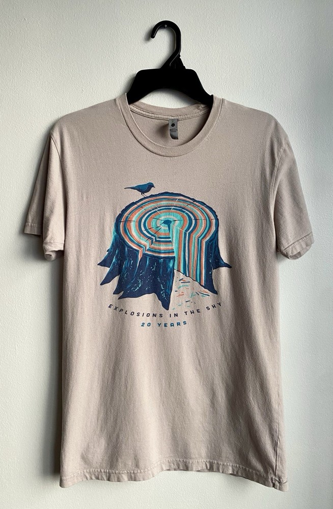 Explosions In The Sky 20th Anniversary Tour 2019 T Shirt Beige Small Bird Tree