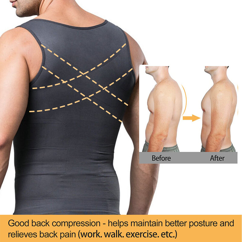 Men's Slimming Body Shaper Vest Abdomen Compression Shirt Workout Tank Tops Gym gallery
