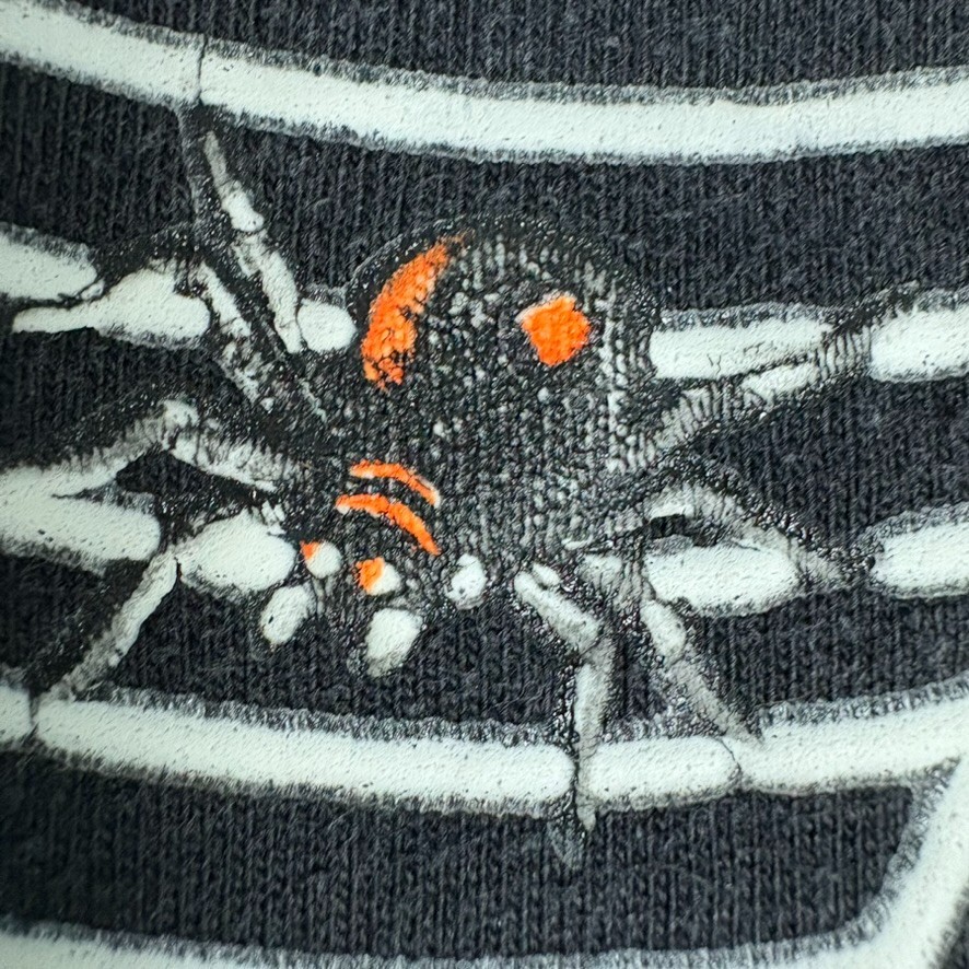Vintage 90s Halloween Black BOO Ghost Shirt L Glow Spider Web Long Sleeve Hanes gallery