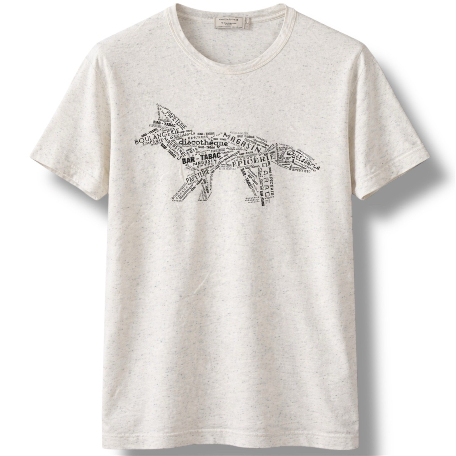 MAISON KITSUNE PARIS RARE FOX MULTI-LOGO WHITE COTTON MENS CLASSIC T SHIRT SZ L