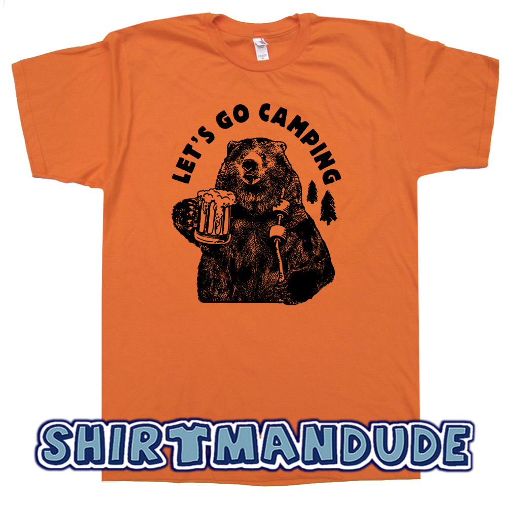 Let's Go Camping T Shirt Funny Bear Cool Saying Yellowstone Yosemite Men Women gallery