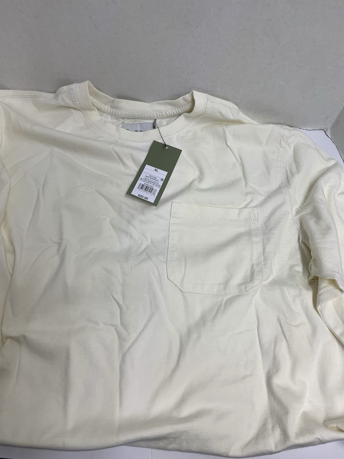 Goodfellow Men’s Long Sleeve Pocket T-Shirt White Feather XL NEW With Tags