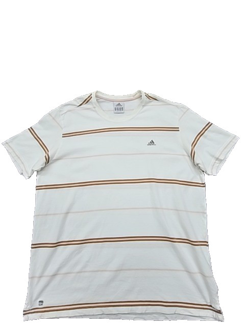 Adidas Originals H. T-Shirt White Striped XL Crew Neck Short Sleeve Casual Tee