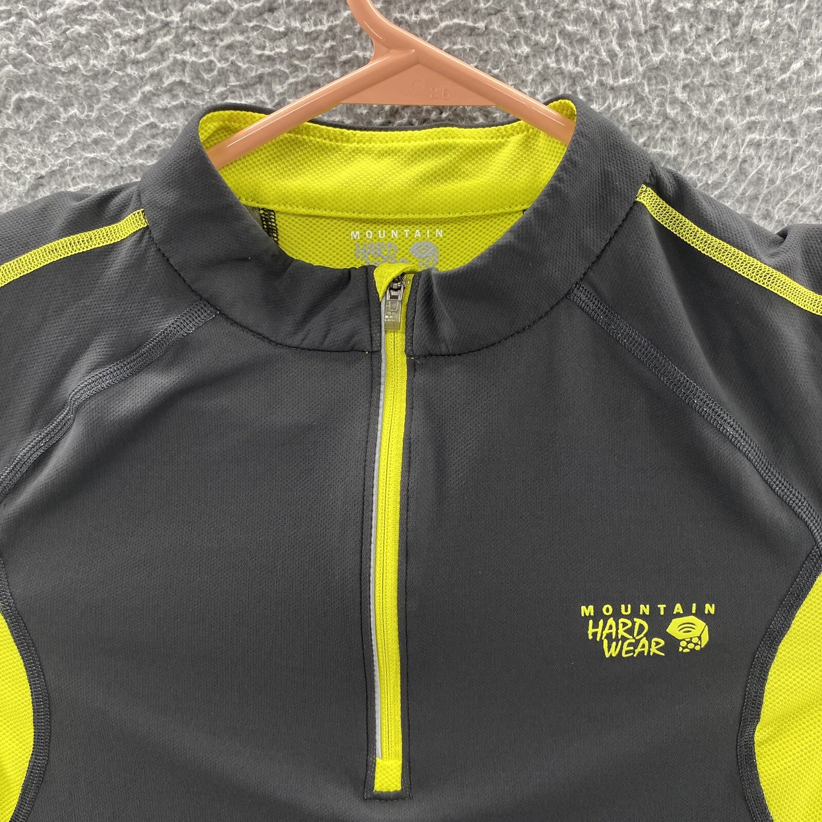 Mountain Hardwear Shirt Men Small Gray Yellow 1/4 Zip Lightweight Mesh Outdoors gallery