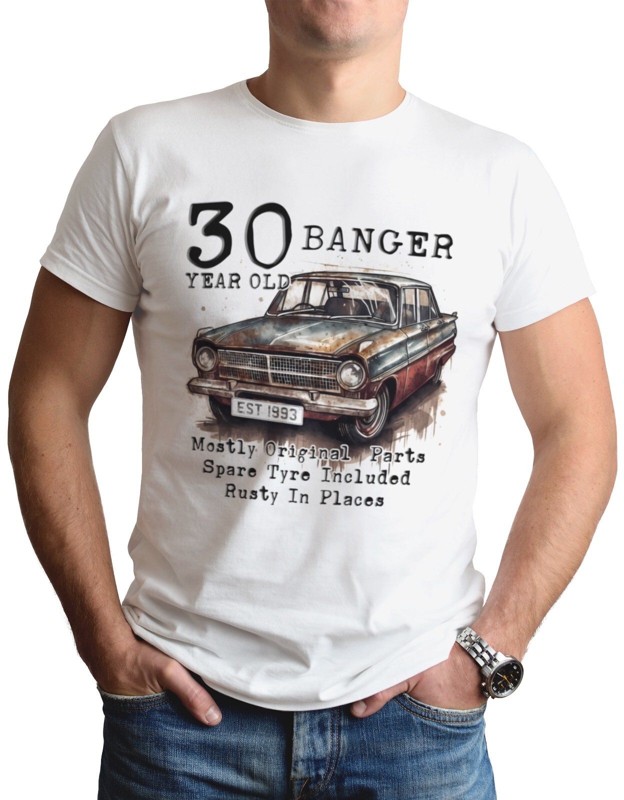 30th Birthday T-Shirt Old Banger Funny Gift For Him Car Mens T Shirt Top Tee 30 gallery