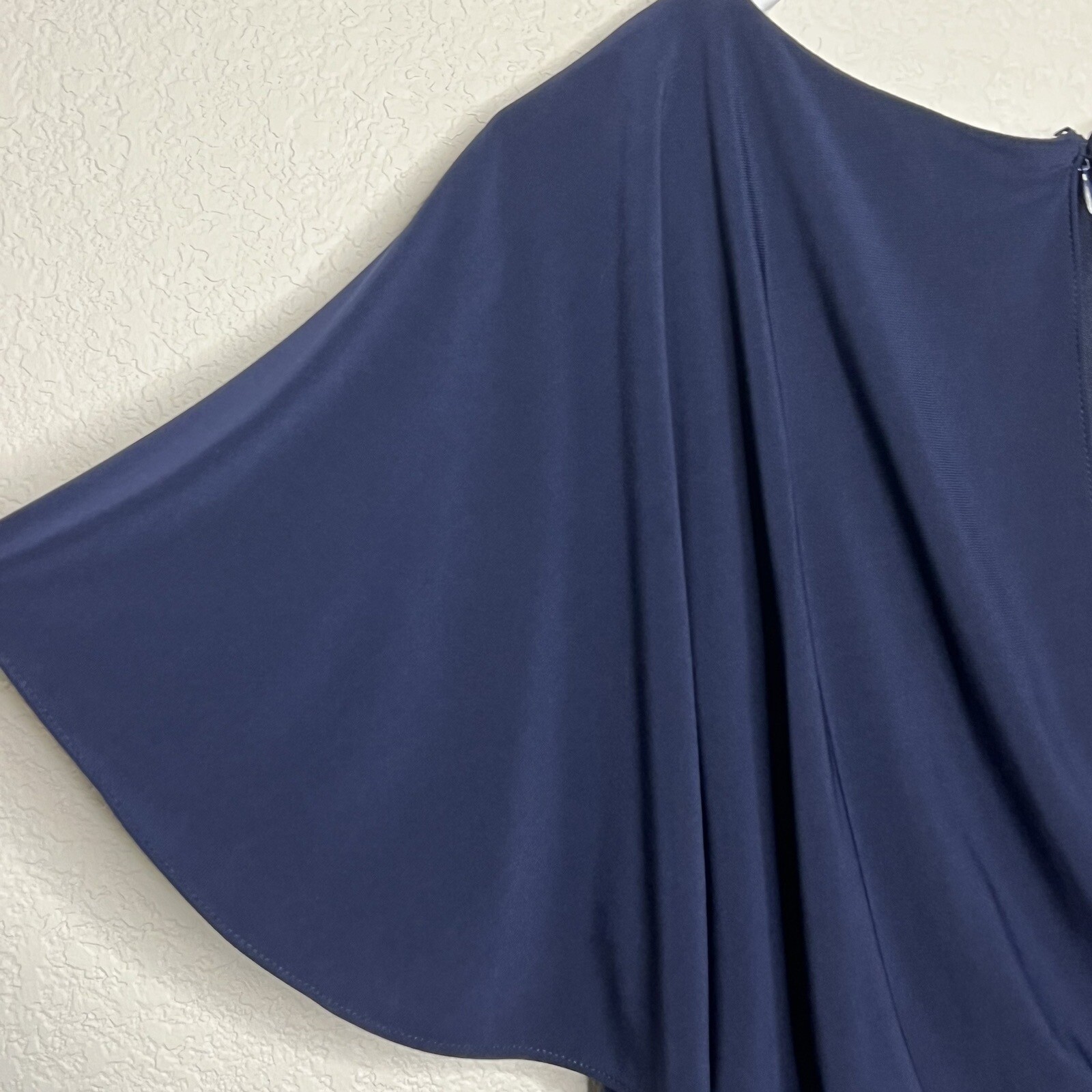 BHLDN Lena Dress Size 10 Navy Slit Flutter Sleeve Drape Jersey Evening Formal U8