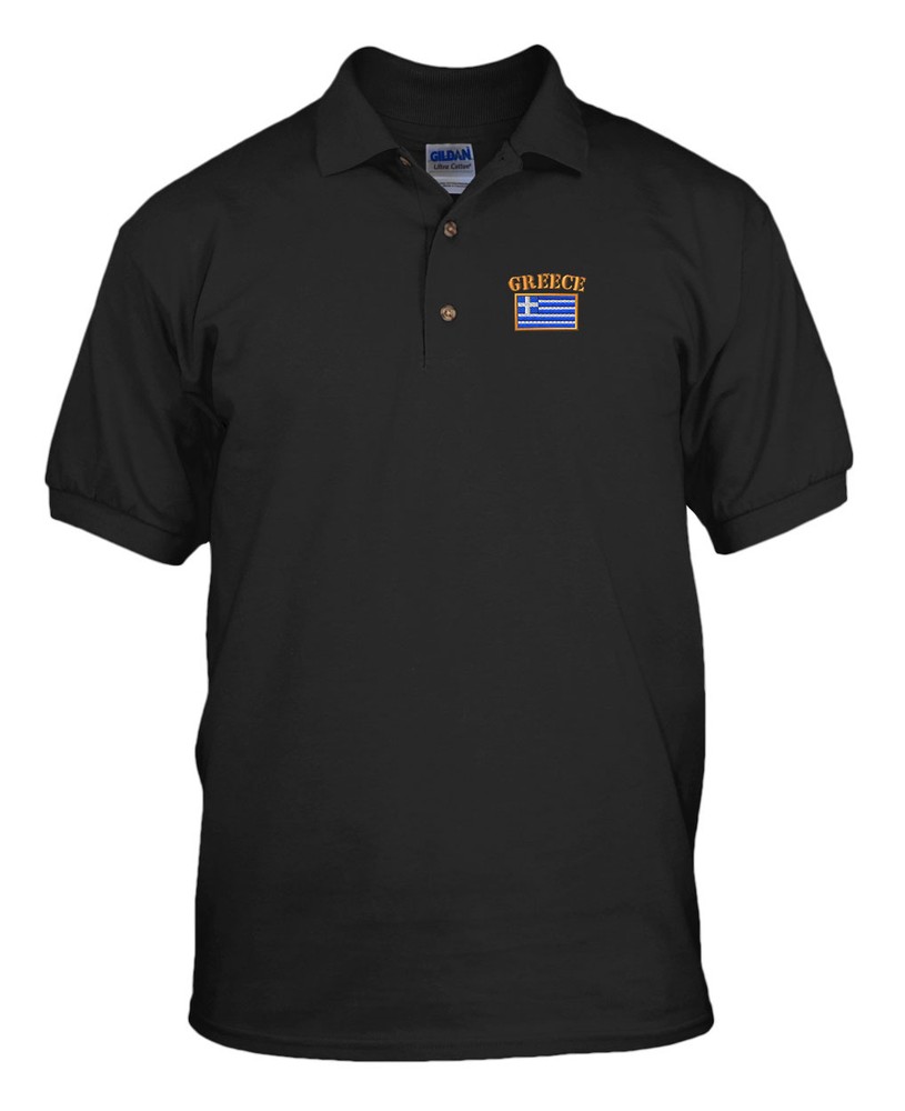 GREECE FLAG Embroidery Embroidered Golf Polo Shirt