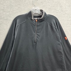 Under Armour Men Shirt Large Black Logo All Season Gear 1/4 Zip Fitted