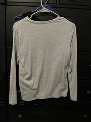 H&M Unisex Gray Solid T-Shirt Crew Neck Long Sleeve Regular Size S/M