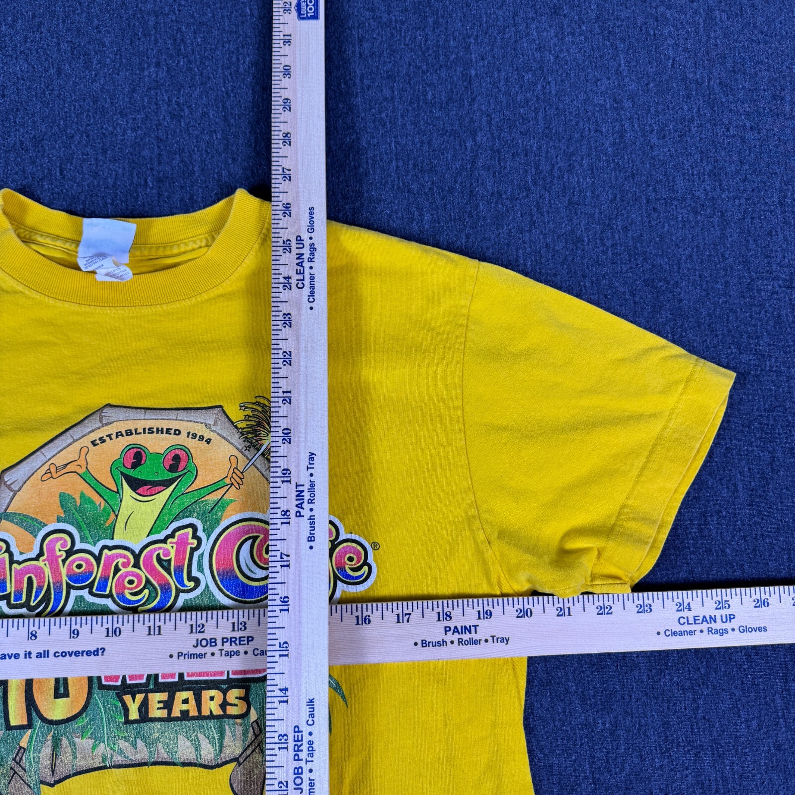 Rainforest Cafe 10 Wild Years Men's Yellow Frog Logo Short Sleeve T-Shirt Size M gallery