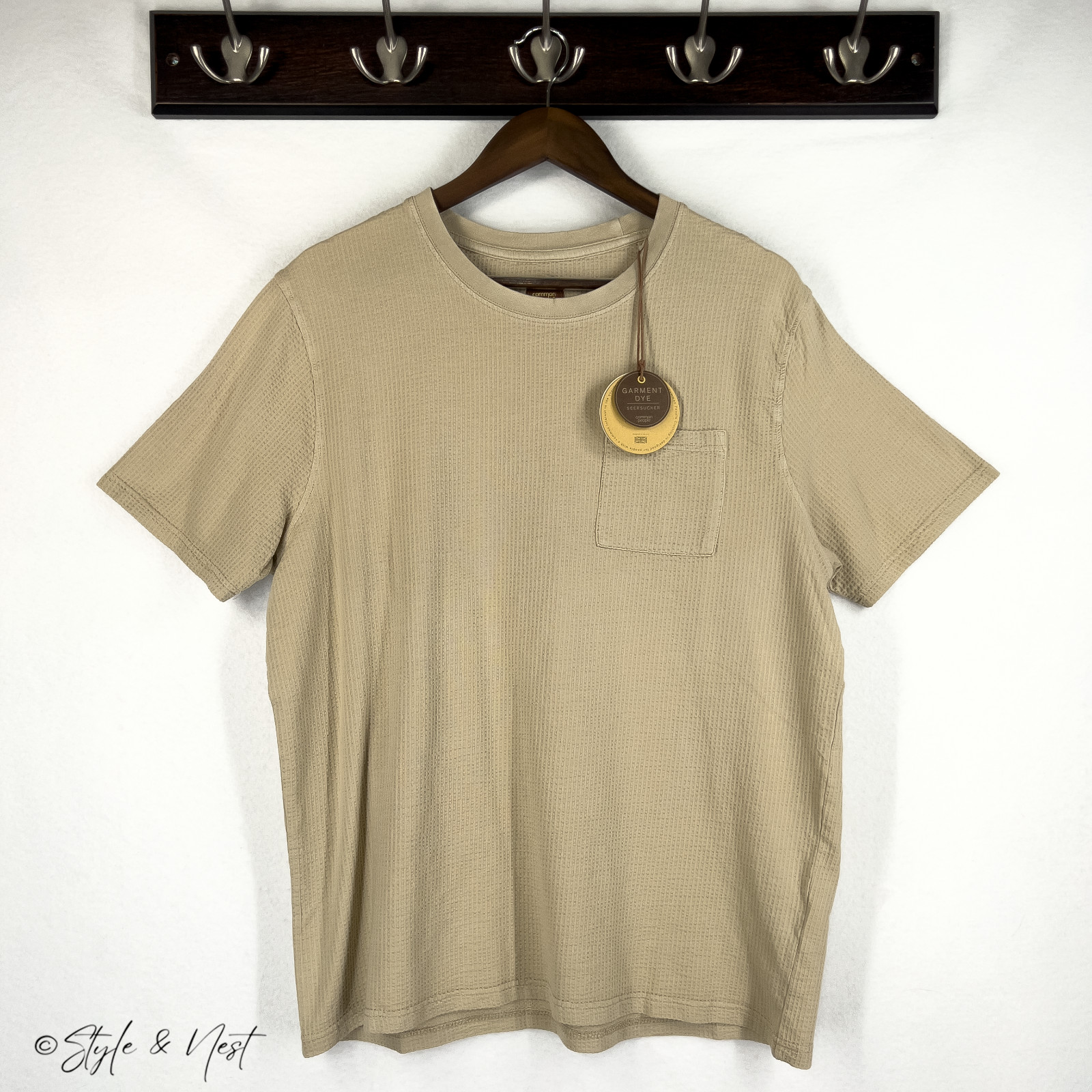 Common People Waffle Knit Tee Medium Stone Cozy Ribbed Coastal Summer gallery