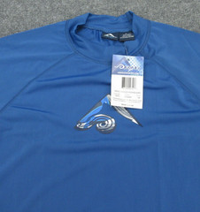 Kanu Surf Rash Guard Mens Medium Blue Mock Neck Short Sleeve Tee Adult M NEW