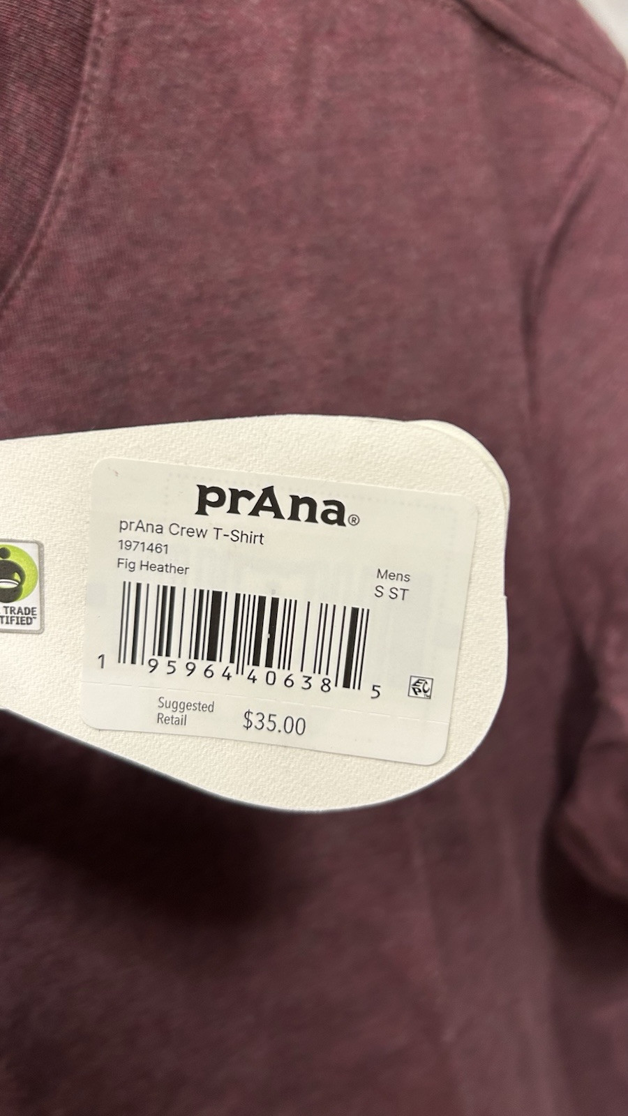 NEW Prana Men’s Fig Heather Red Crew Neck Short Sleeve T Shirt Tee Top Size S gallery