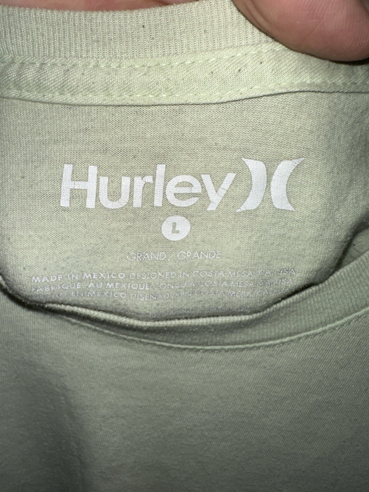 Hurley Logo Graphic Green Crew Neck Short Sleeve Mens Cotton Knit T-Shirt Size L gallery