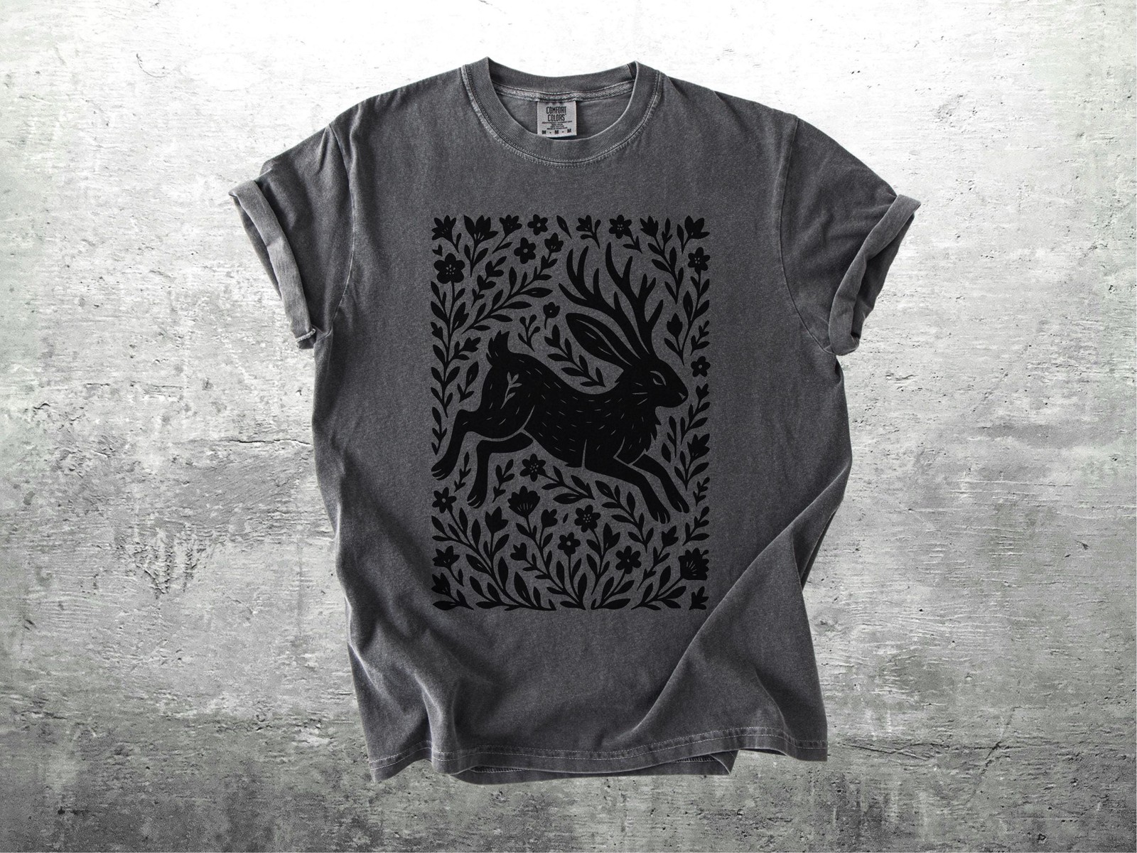 Jackalope Shirt, Dark Cottagecore, Fairycore, Goblincore, Dark Academia, Floral gallery
