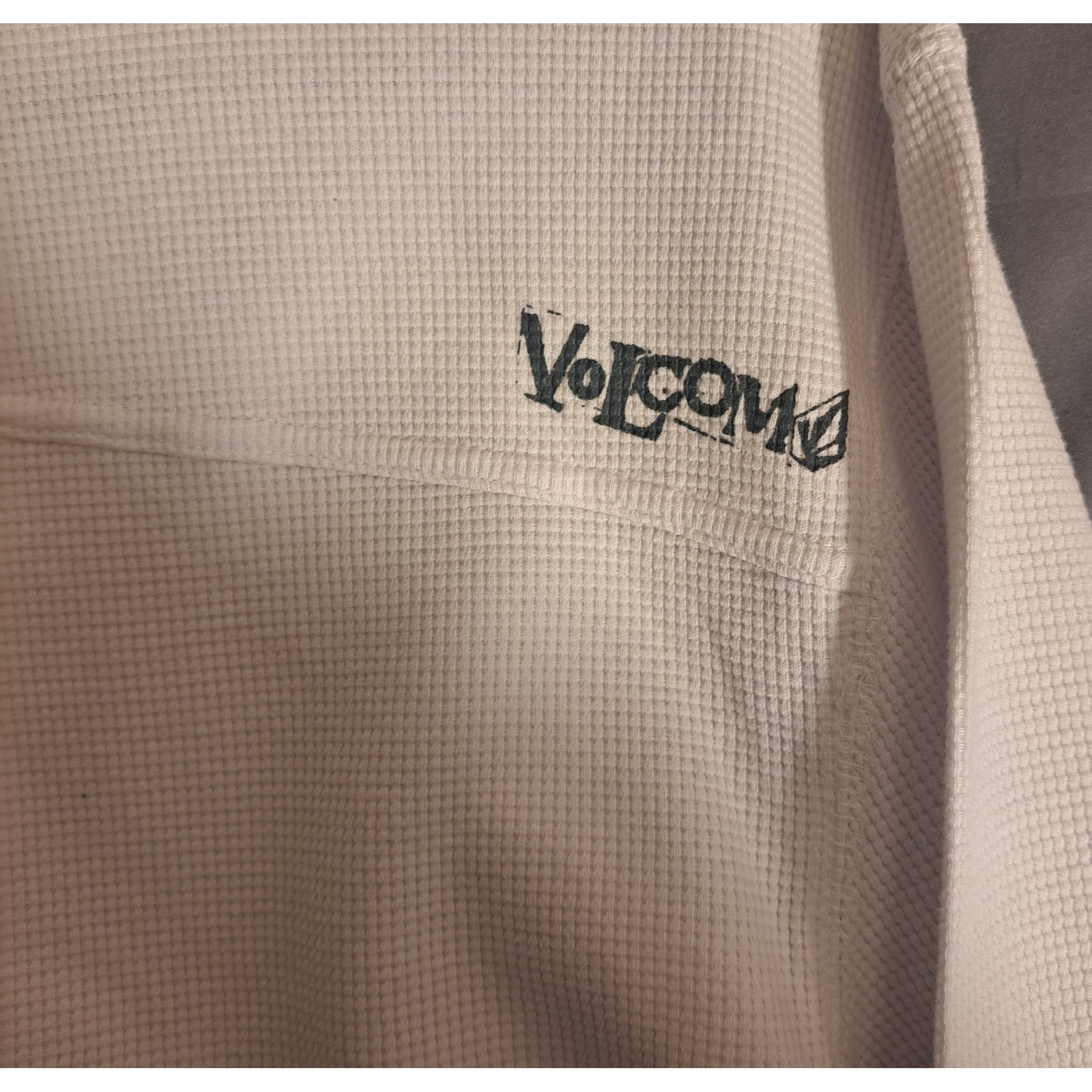 Volcom Stoned Waffle Long Sleeve Short Men's Size Large White Comfy Warm gallery