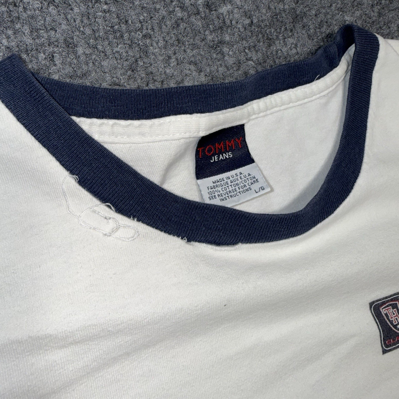 Vintage 1990s Tommy Jeans long-sleeve ringer t-shirt USA Made Size Large gallery