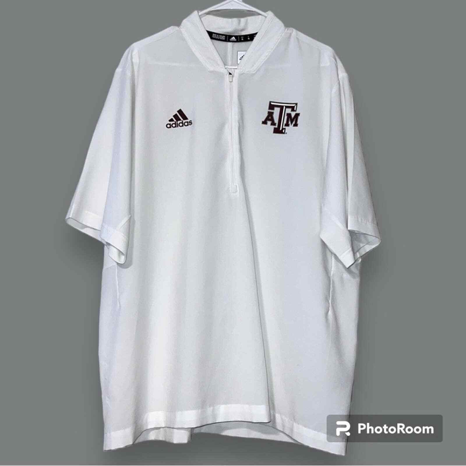 Adidas mens size XL white semi sheer pullover Texas A&M short sleeve casual wear gallery