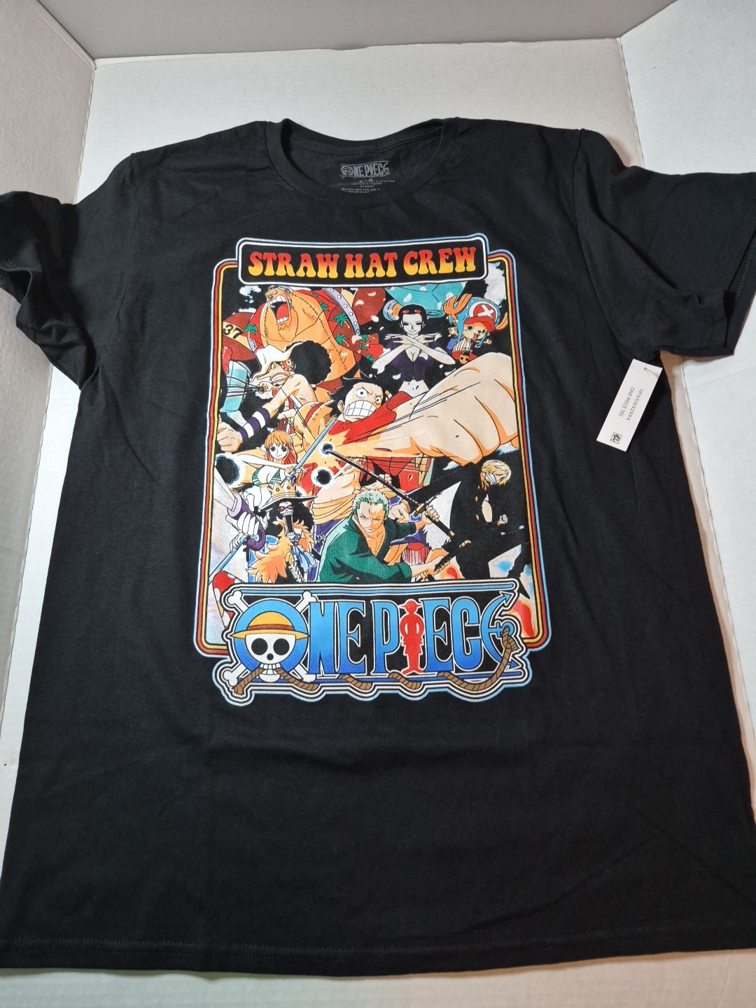 One Piece Straw Hat Crew Anime T-Shirt Mens Large L Black Luffy Zoro Official