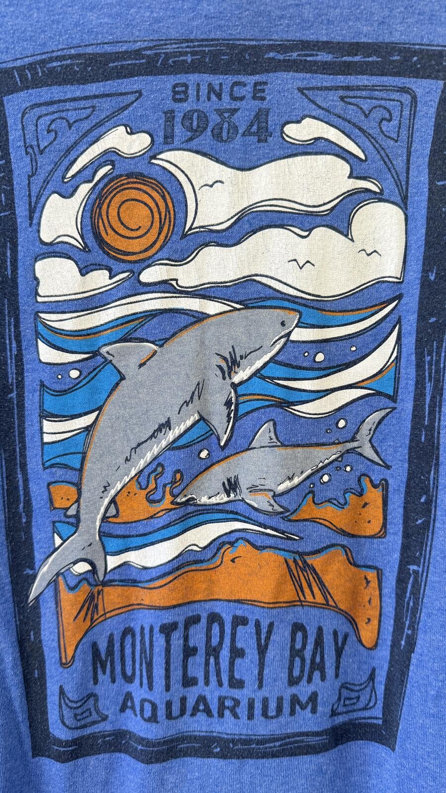Monterey Bay Aquarium Shark Graphic T-Shirt Blue Unisex Small Coastal Ocean Tee gallery