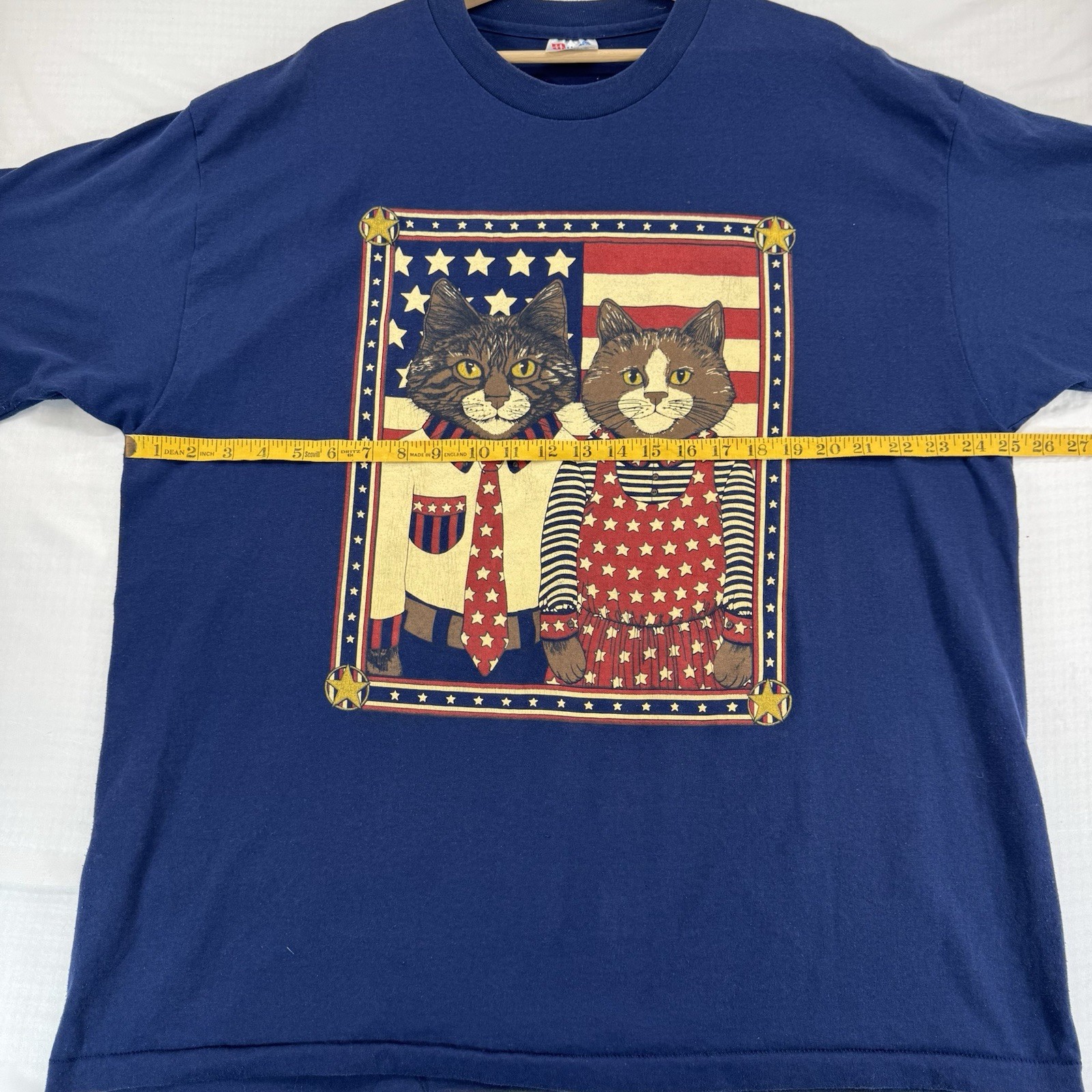 Vintage 90's American Cats Portrait Size XXL T-Shirt Patriotic Male Female Flag gallery