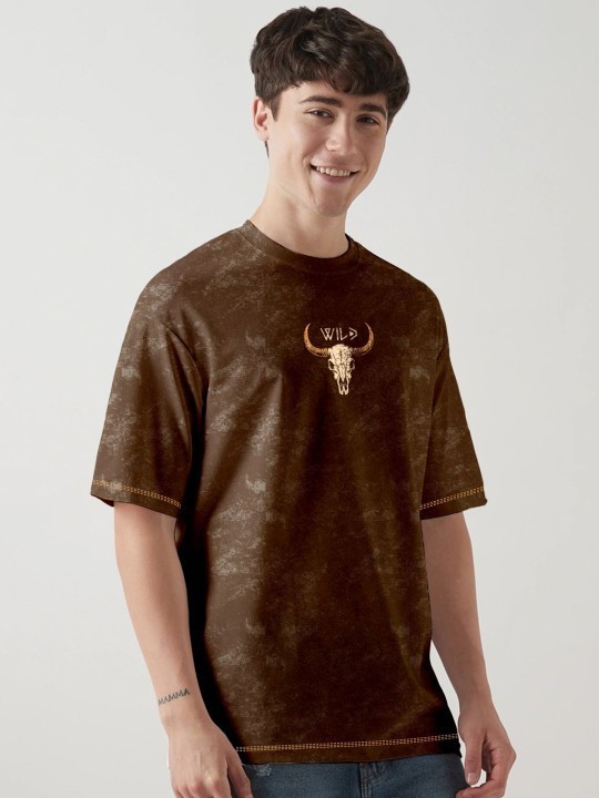 Graphic Printed Drop-Shoulder Sleeves Acid Wash Oversized Cotton T-shirt gallery