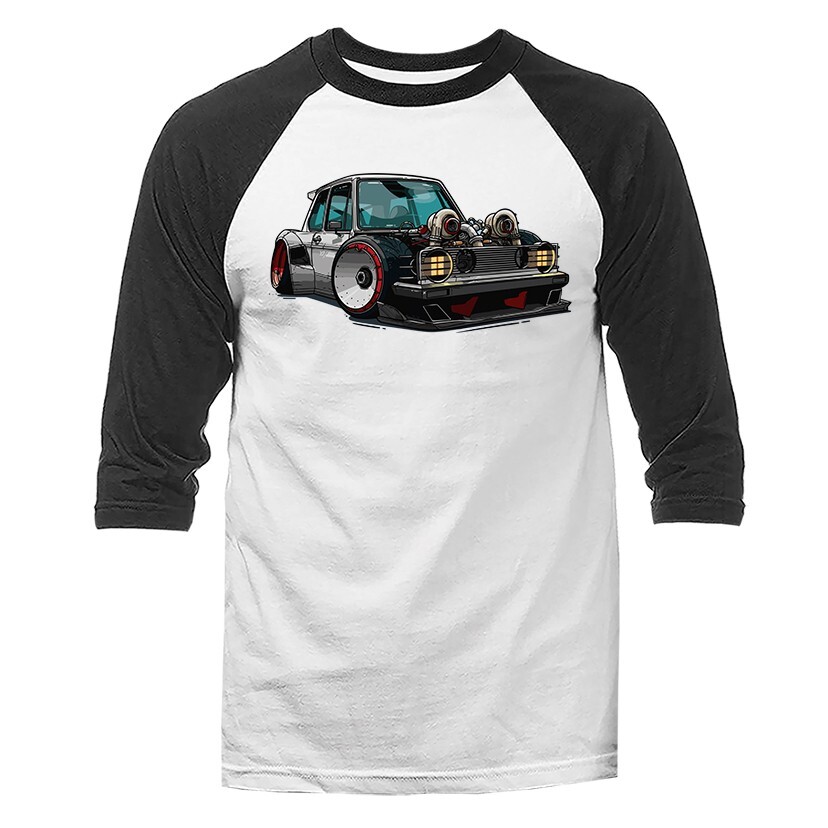 Little Car Transformer Motor Imported Tuned Custom Sports Car 3/4 Sleeve Raglan