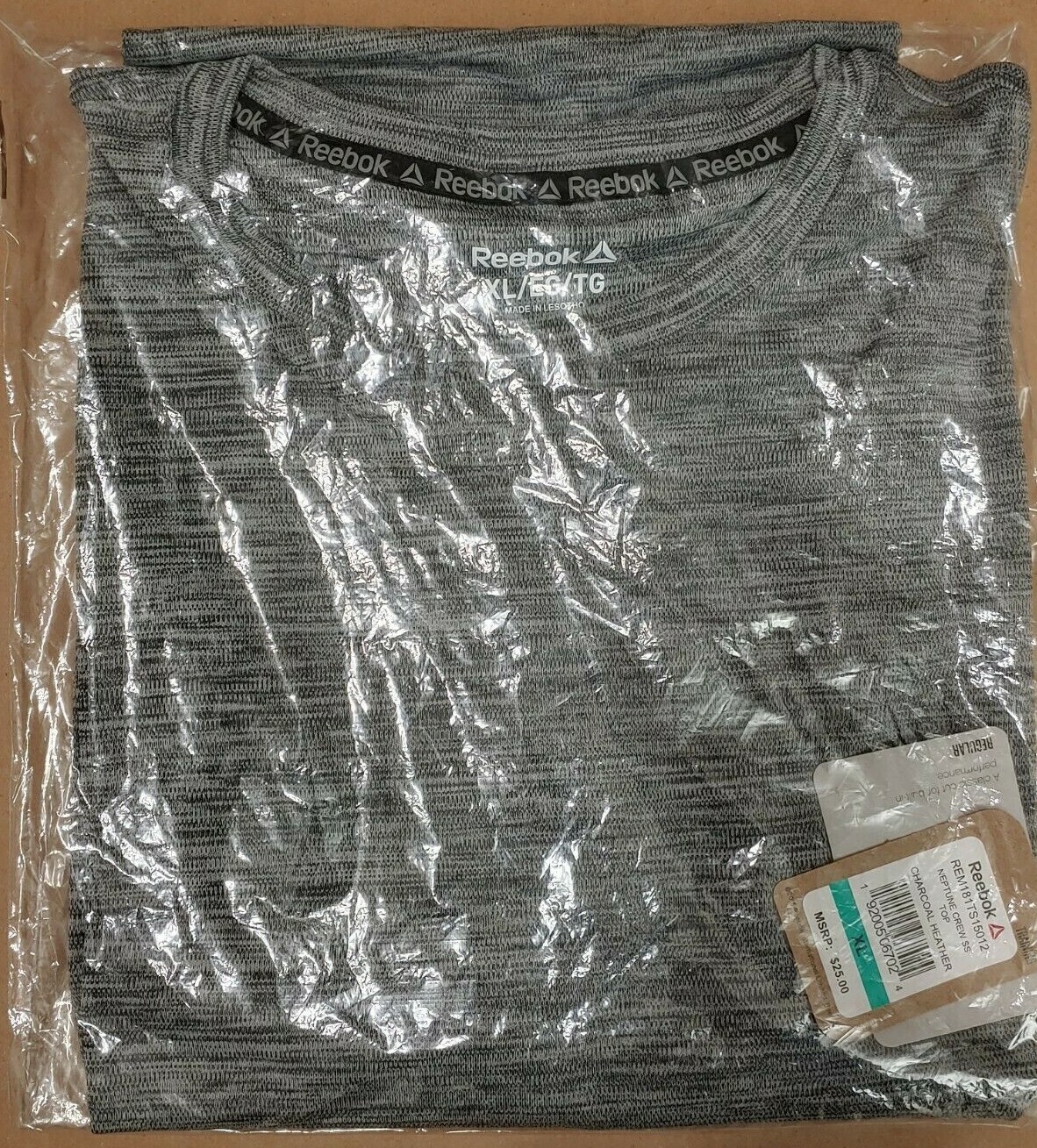 Reebok Neptune Crewneck Shirt Gym Exercise Charcoal Heather Men's Medium-XL gallery