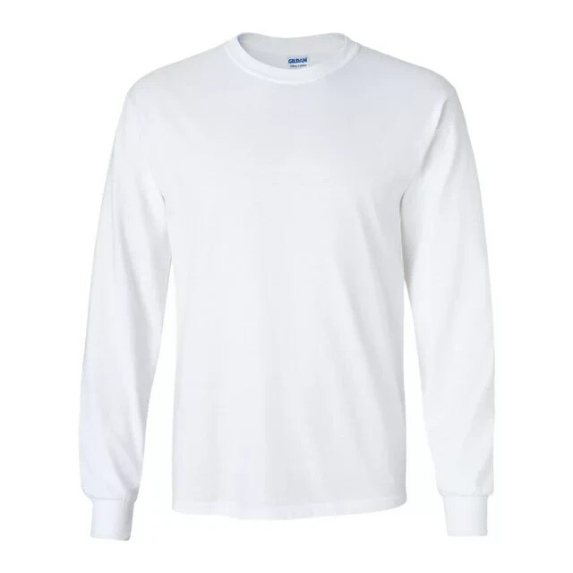 Gildan Adult Unisex Ultra Cotton 2400 Size M White LS Crew Neck Shirt New gallery
