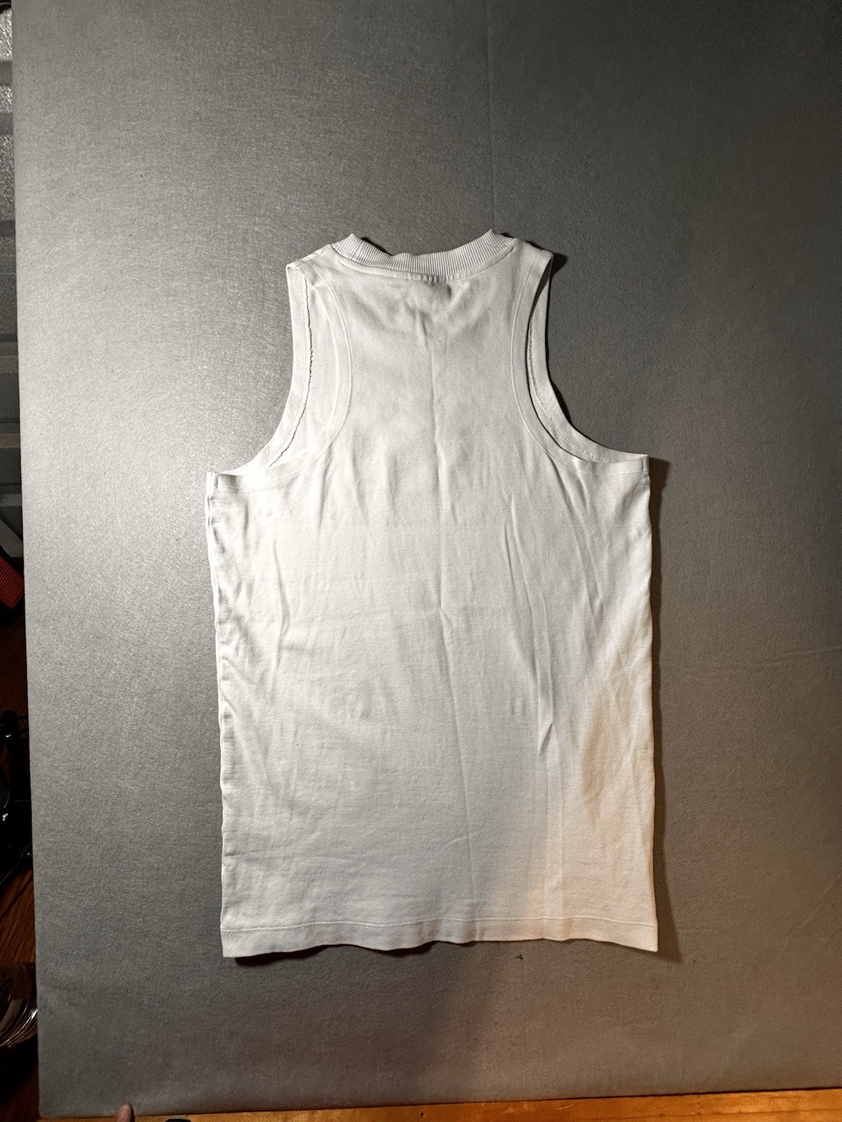 ASOS DESIGN Off White Ribbed Tank Top Cherub Cupid Embroidered Graphic Mens M gallery