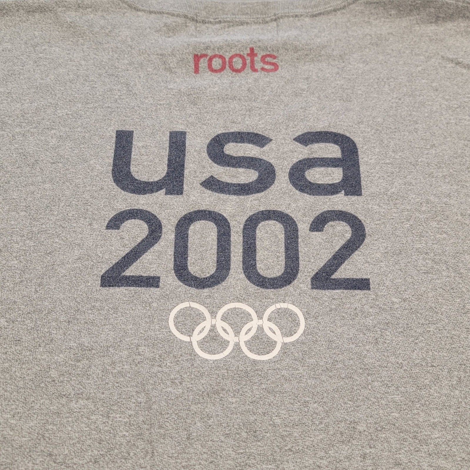 Vintage Roots USA Olympic Team 2002 T Shirt Gray Logo Graphic Cut Sleeve Mens XL gallery