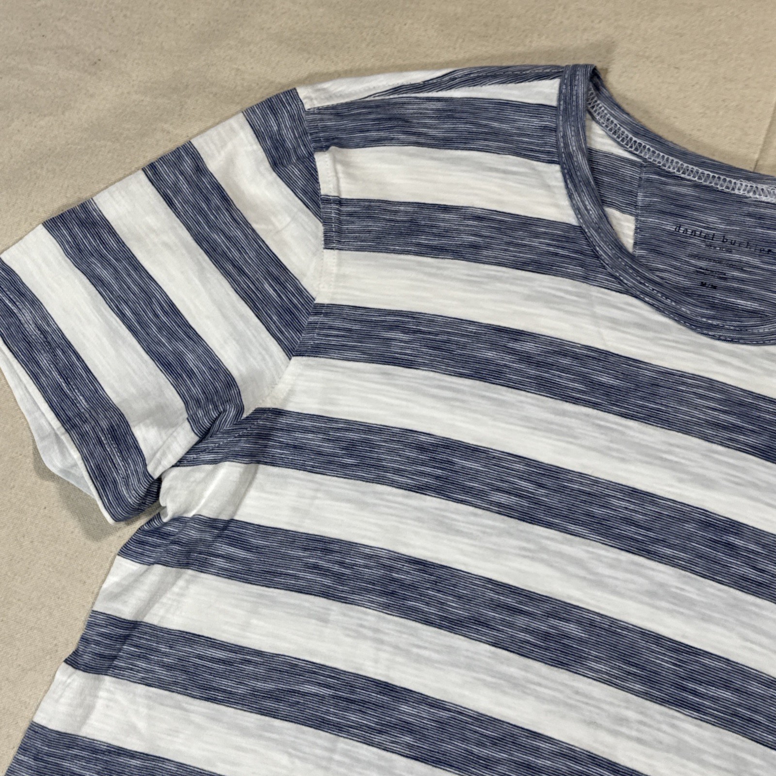 Daniel Buchler Shirt Mens M Blue White Striped Stretch Crew Neck Jersey Tee NWT gallery