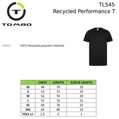 Tombo Recycled Performance T TL545 – 100% Recycled polyester