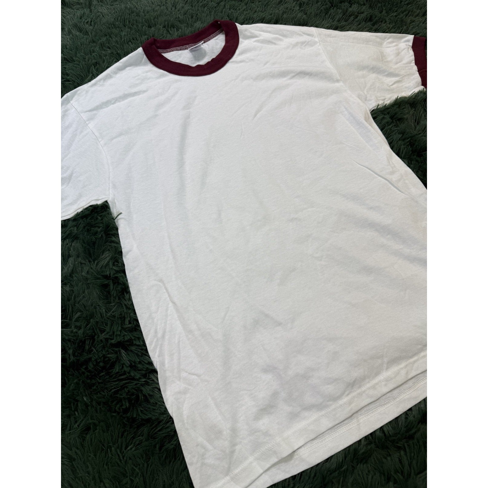 Vintage Soffe Shirts Ringer T-Shirt Adult Large White Maroon Crew Neck U.S.A gallery