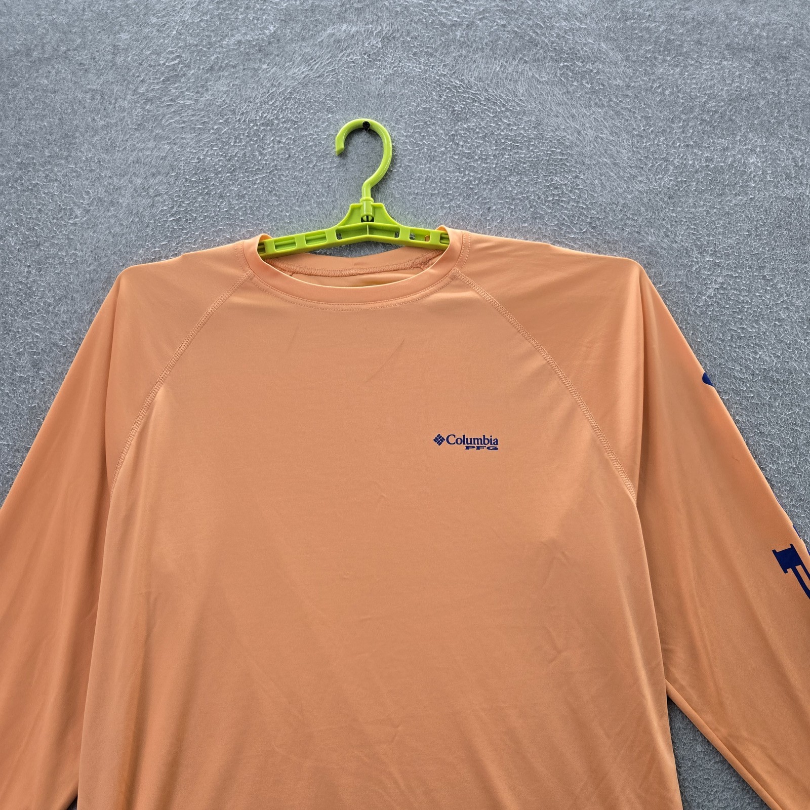 Columbia Men Shirt L/G Orange Logo Text PFG Activewear Long Sleeve Fishing gallery