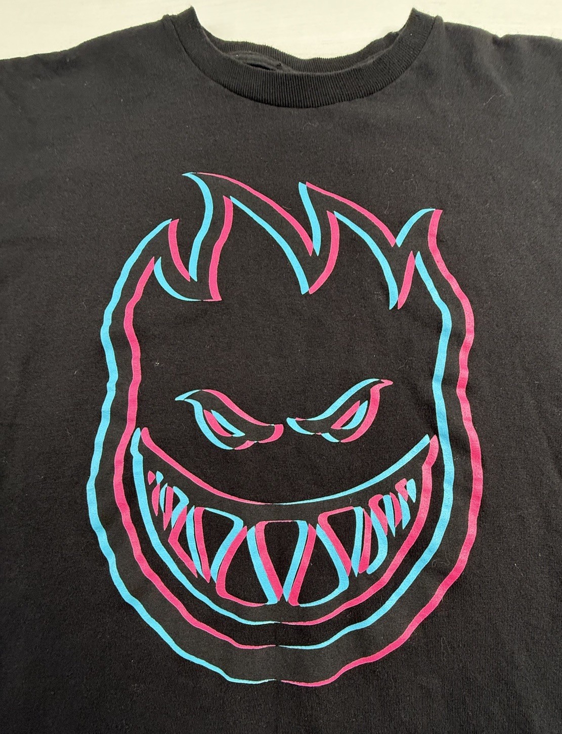 Spitfire Wheels Shirt Skateboard Skater Black Bighead Tee Flame Grunge Mens M gallery