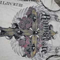 Raw State Redemption Thermal T Shirt Mens Small Wings Cross Rose Grunge