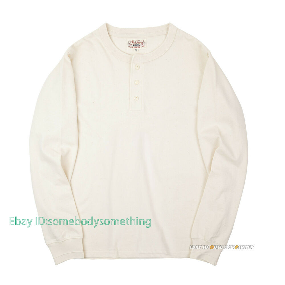 Red Tornado Men Cotton Pure Color Shirts Long Sleeve Round Neck T-Shirts Vintage gallery