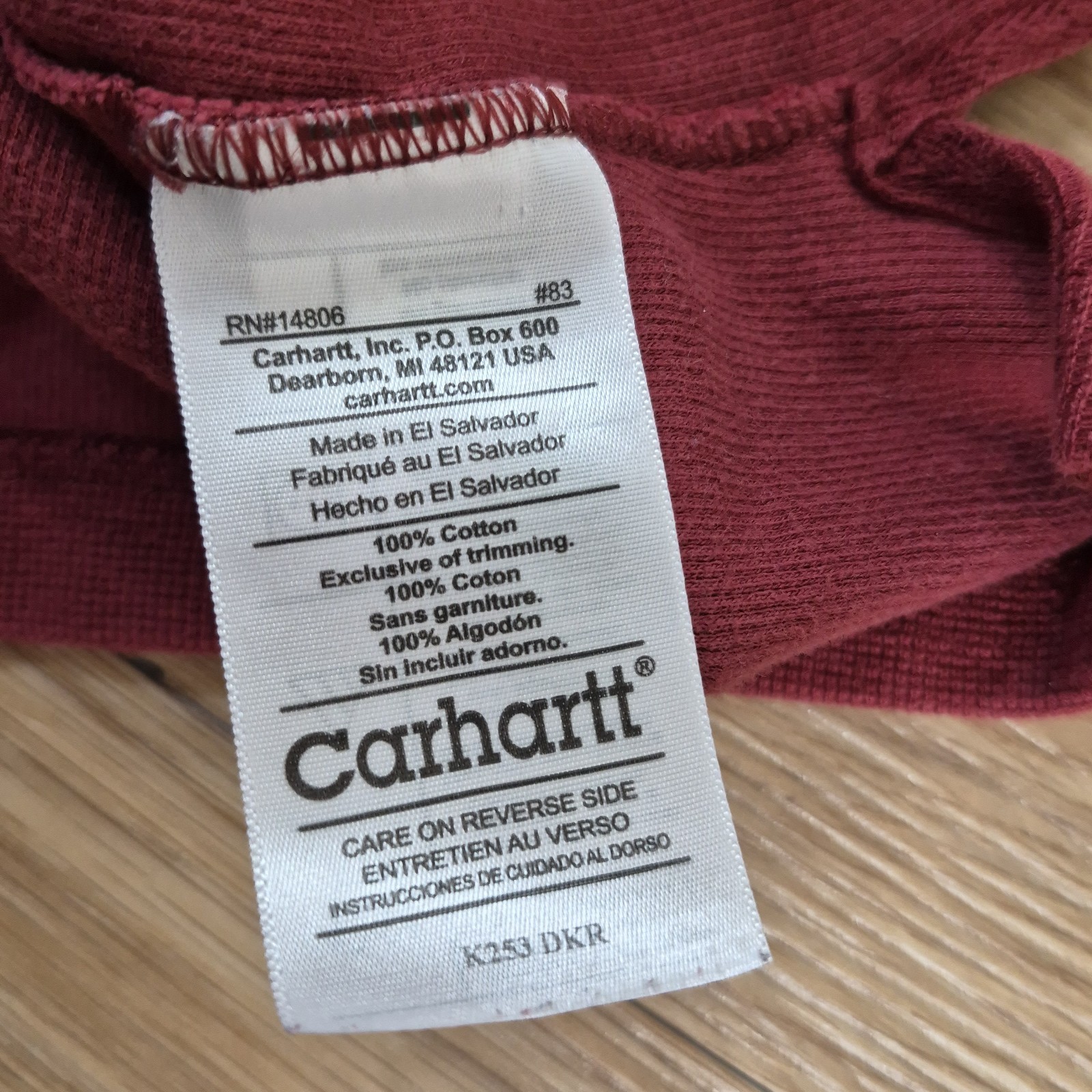 Carhartt Shirt Mens 2XL Thermal Red Waffle Knit Vintage Graphic Spellout Print gallery