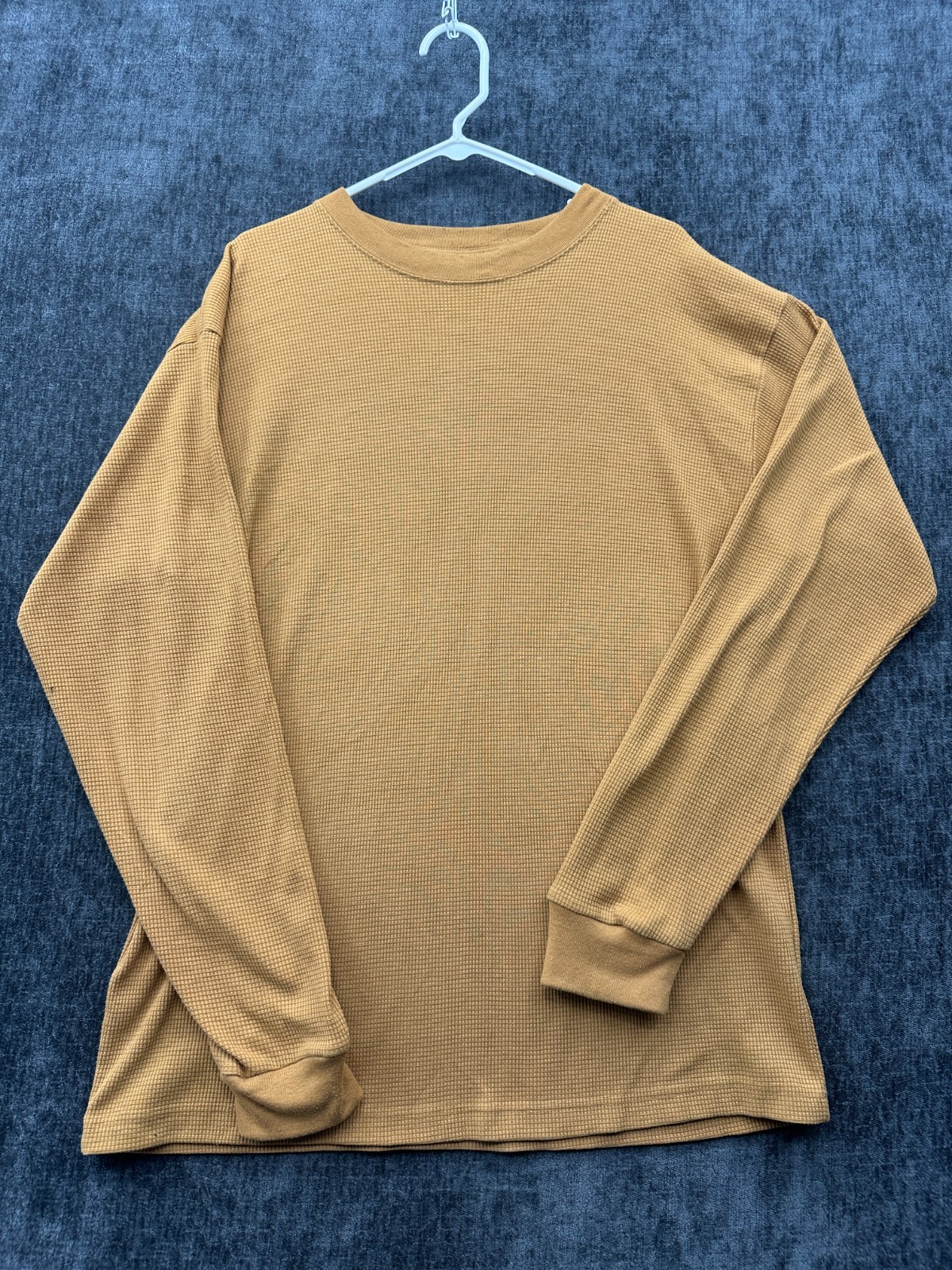 R+L Luxury Thermal Shirt Mens XL Beige Heavyweight Waffle Knit Ribbed Cuffs gallery