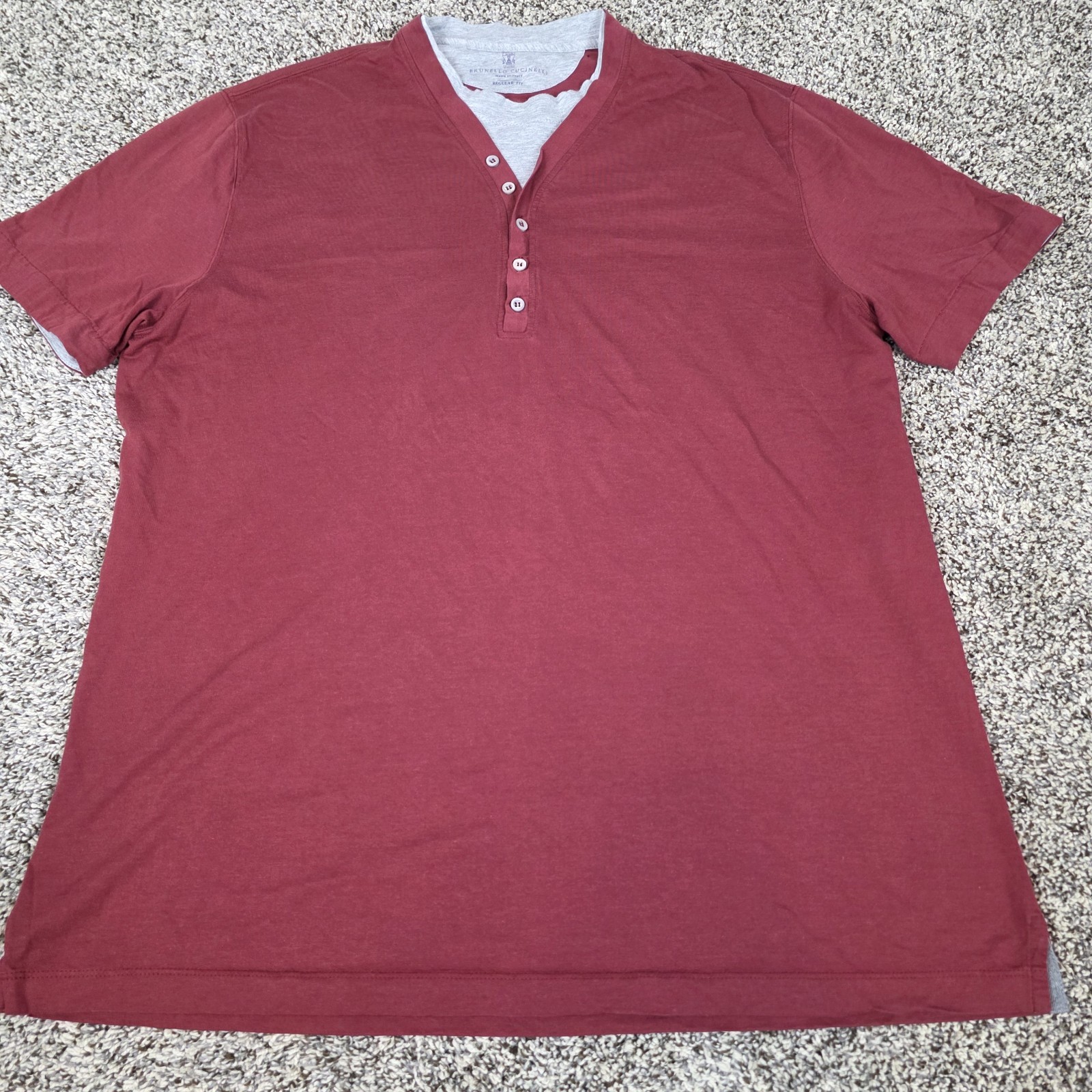 Brunello Cucinelli Henley T-shirt Cotton Size 56 (44″) Made in Italy