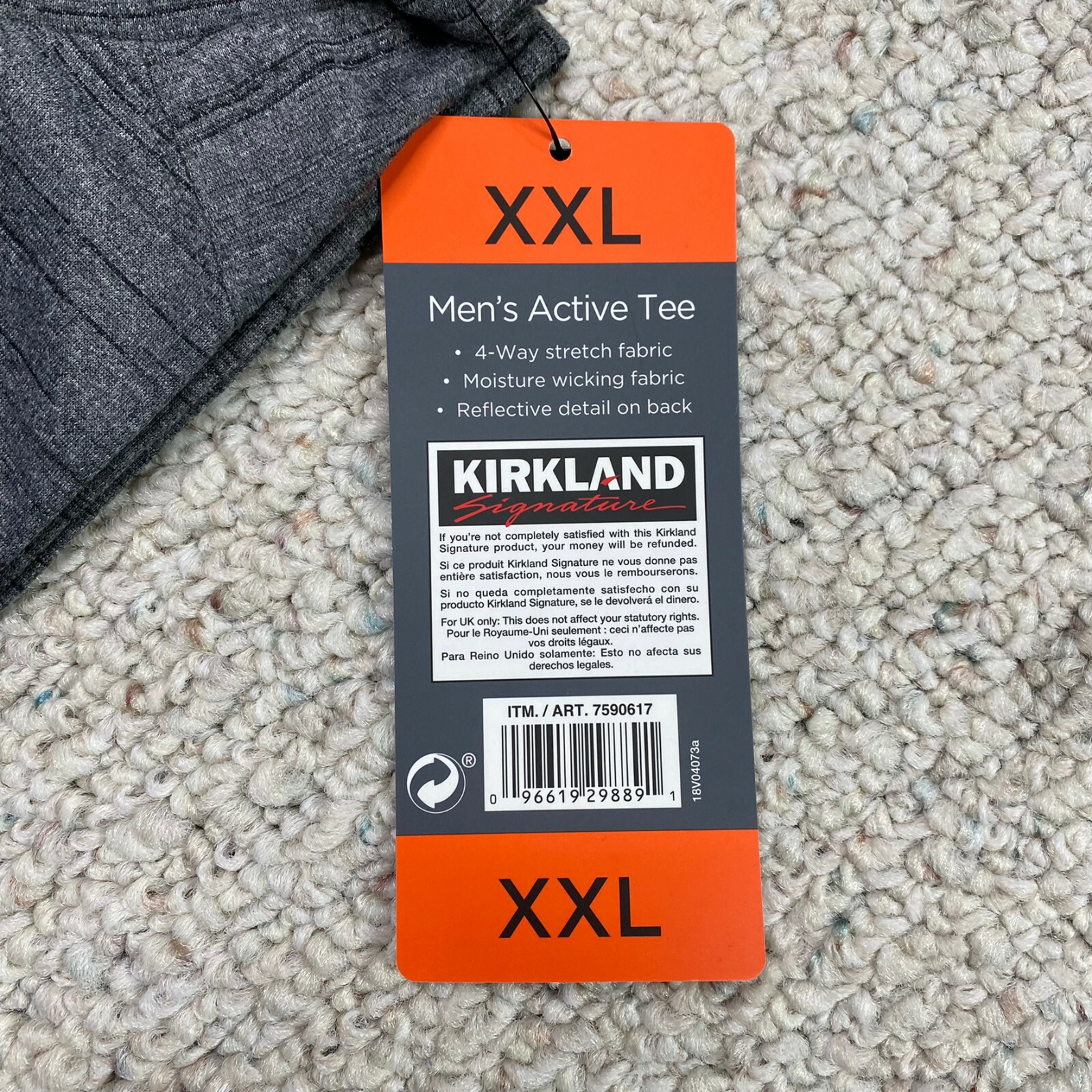 Kirkland Mens Active T Shirt sz XXL Gray Gym Workout Fitness Athleisure NEW gallery