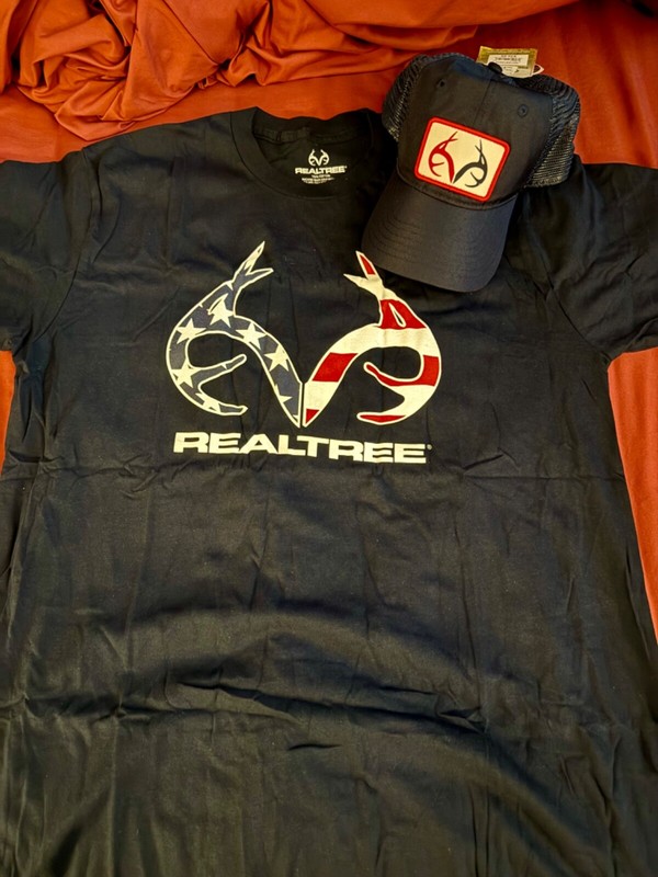 Real Tree Combo pack, Truckers Hat And T Shirt, Blue, Large