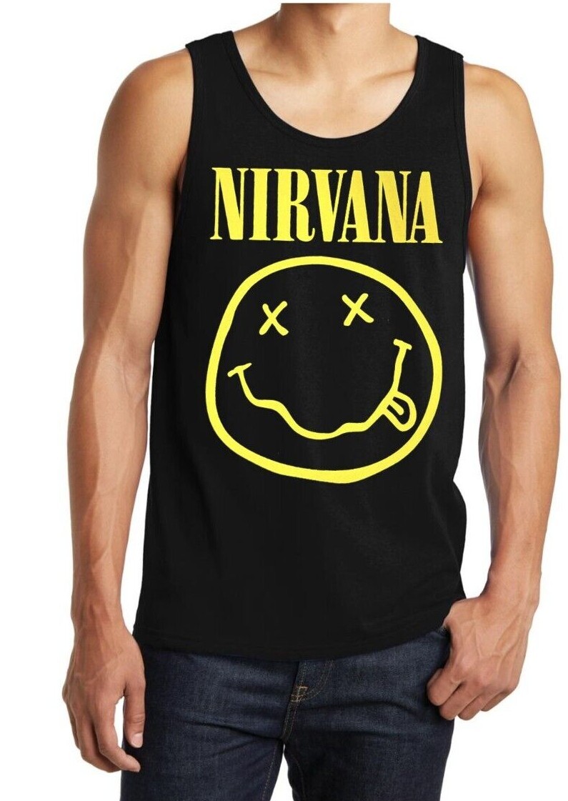 Nirvana Smile Rock Band Black Tank Top Men's Sizes gallery